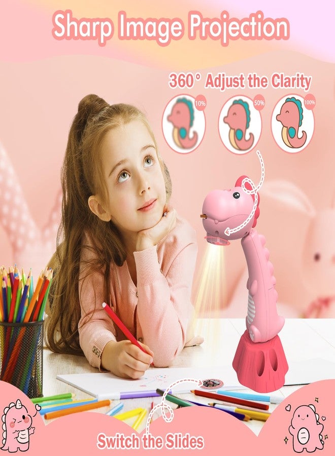 MFEESYOB Drawing Projector for Kids,Tracing and Drawing Projector with 96 Slide Cartoon Patterns and 12 Color Brushs,Smart Art Sketcher Projector for 3+ Year Old Girls & Boys（Pink） - Image 3